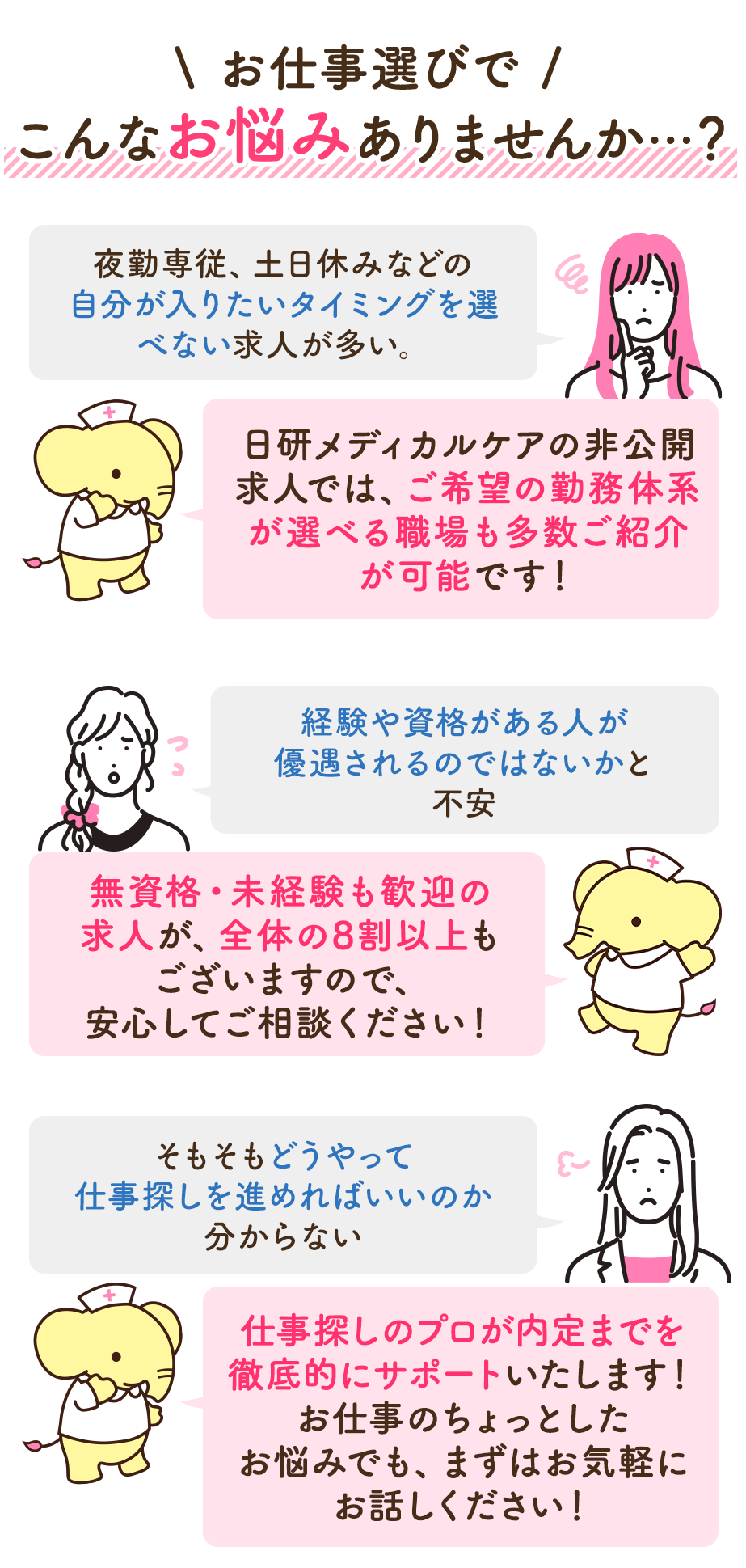 お仕事選びでこんなお悩みありませんか…？